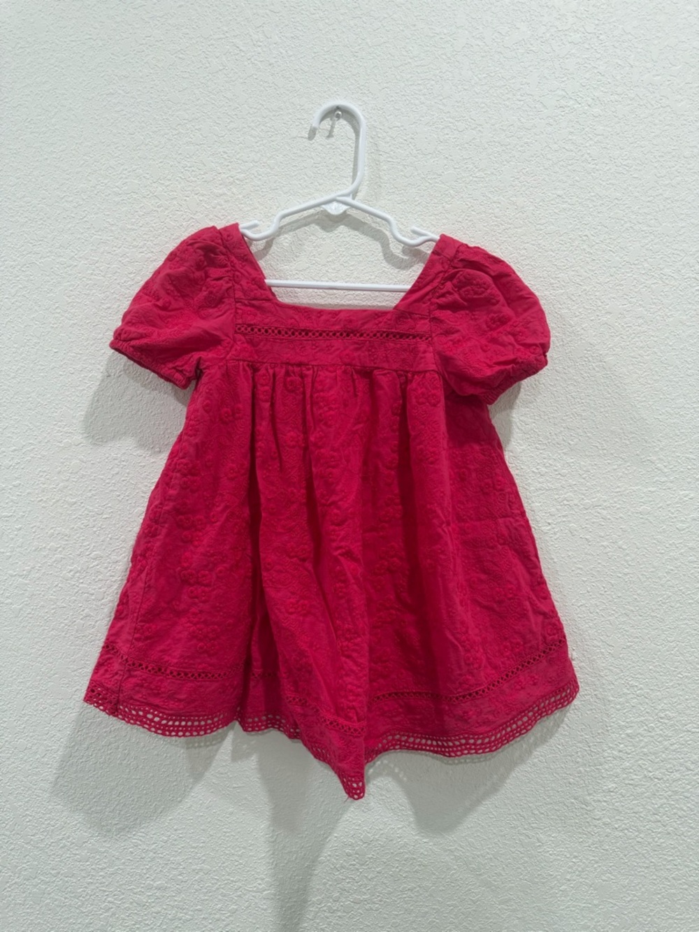 Jason Wu Girls' Fuchsia Eyelet Puff-Sleeve Dress